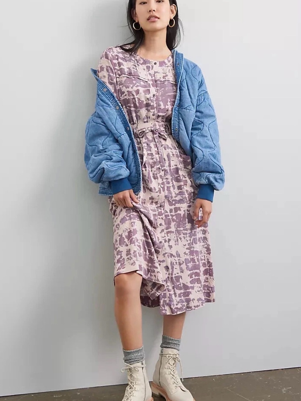 Anthropologie Tiny Loretta Tie-Dye Midi Shirt Dress, size small